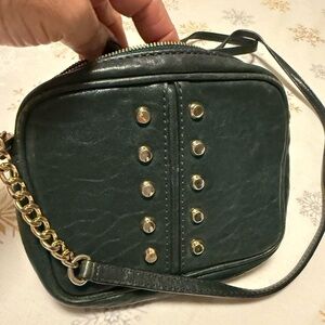 Michael Kors Dark Green Crossbody Bag with Gold Details